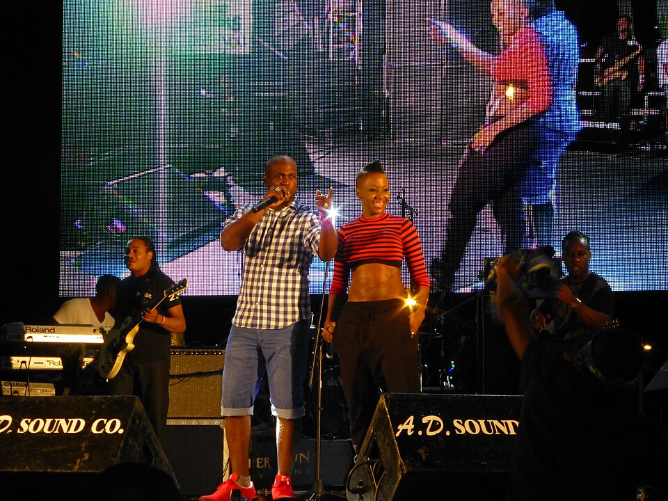 Bunji Garlin and Fay-Ann Lyons at Fire Fete, Port of Spain
