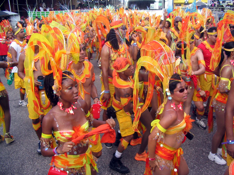 Masqueraders in full costume at Trinidad Carnival