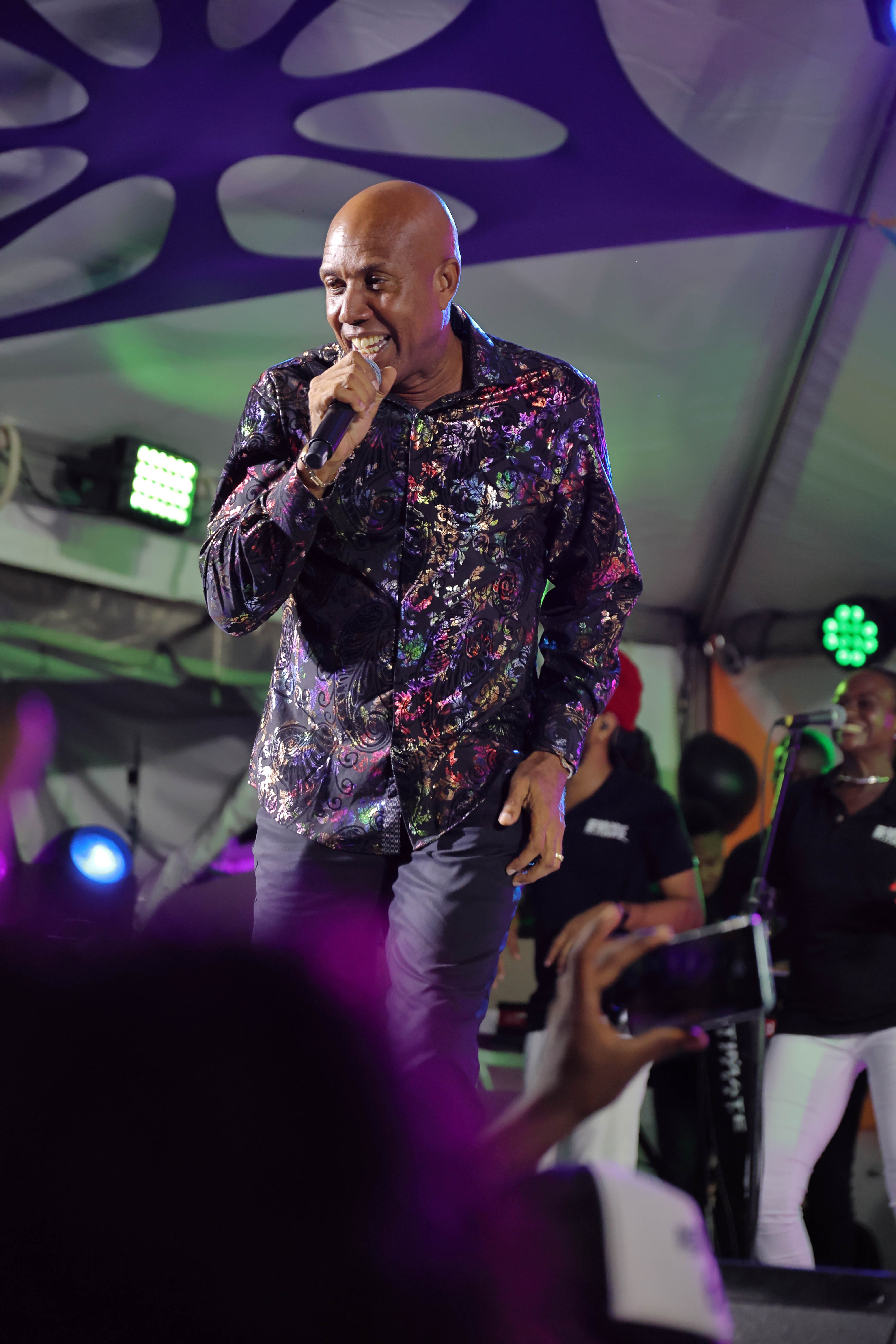 Red Plastic Bag performing at a Crop Over event in Barbados