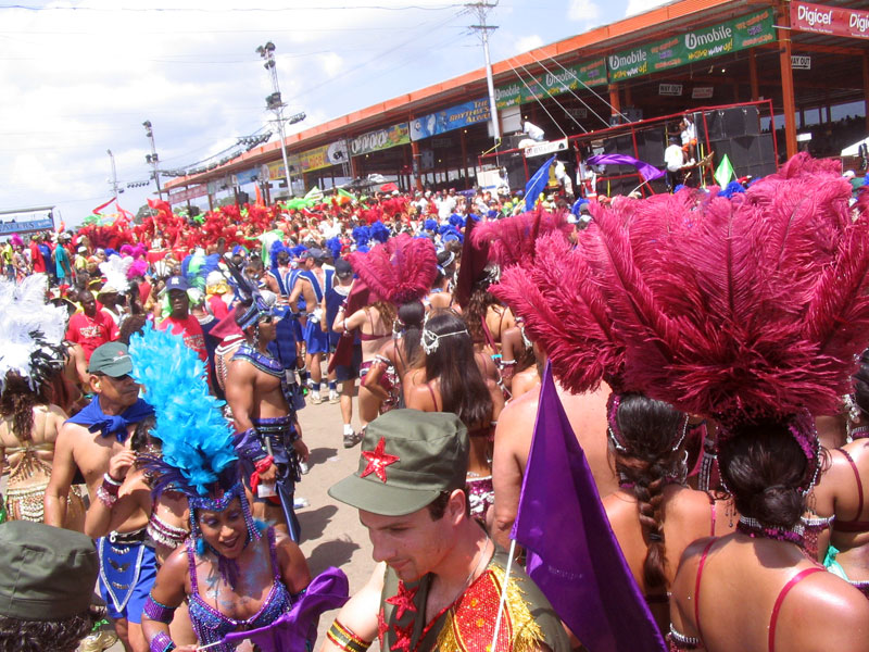 A band crossing the stage at Trinidad Carnival